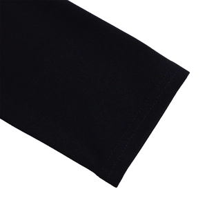 Detailed close-up of double-stitched cuffs on high-waist black blazer dress