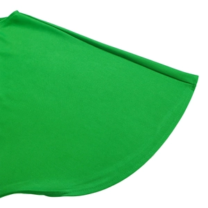 Close-up of green jumpsuit fabric featuring high-quality double-needle hem stitching