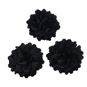 Three-piece set of black layered chiffon fabric flowers for DIY hair and apparel accessories
