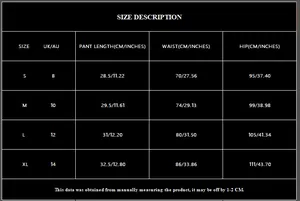 Detailed size chart for black sequin tassel high waist mini skirt showing CM and inches
