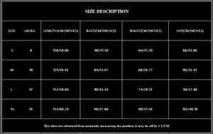 Detailed size chart for off-shoulder fishtail maxi evening dress with S-XL measurements