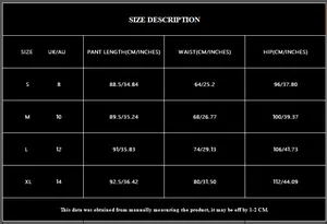 Detailed size chart for lace sequin high waist skirt showing measurements in CM and inches