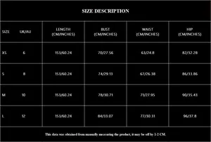 Size chart table for satin one-shoulder wedding evening dress with XS-L measurements