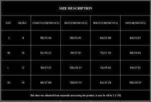 Detailed size chart for the white sequin high waist slit party dress with measurements