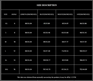 Detailed size chart for sequin tassel party dress with measurements in cm and inches