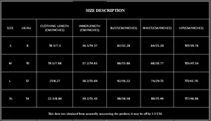 Guide des tailles détaillé pour ensemble pailleté femme avec mesures en cm et en pouces