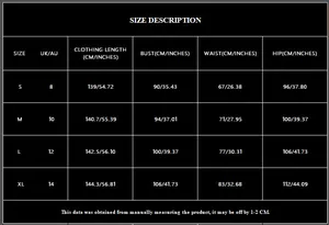 Detailed size chart for leopard print halter jumpsuit with UK sizes and measurements