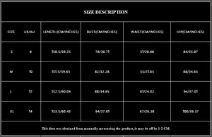 Detailed size chart for the orange one-shoulder evening dress with metric and imperial units