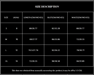 Detailed size guide chart for red sequin tube mini dress showing S to XL measurements