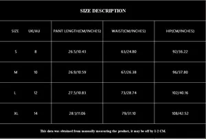 Size guide for sequined fringe shorts with waist and hip measurements in cm and inches