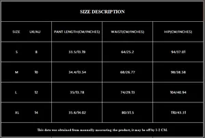 Size chart for silver sequined high waisted shorts with measurements in CM and inches