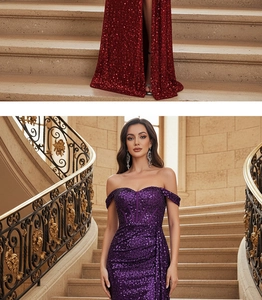 Close-up of sparkling sequin evening gown with corset boning and pleated mermaid skirt