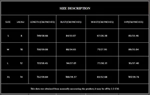 Detailed size chart for dark green sequin party dress with S to XL measurements in CM and IN