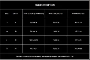 Size chart detail for high waist gray sequin skirt showing measurements for S to XL sizes