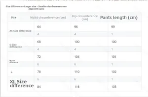 Size chart for women's retro wide leg pants showing waist, hip, and length measurements