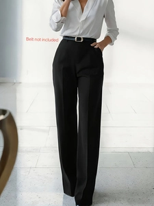 Women High Waist Wide Leg Suit Pants Straight Drape Dress Trousers With Pockets Casual Office Work Pants Commute Trousers