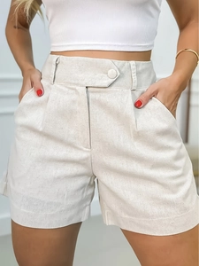 Pantaloncini Completo da Donna Casual a Vita Alta Estivi a Gamba Larga Linea ad A Con Tasche Tinta Unita Streetwear Moda Hot Pants