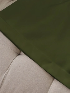 Slim high-waist dark olive green skirt in high-quality plain weave matte fabric