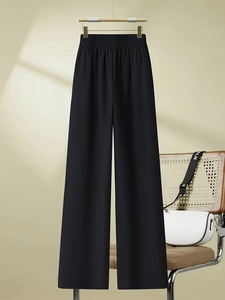 Damenhose mit weitem Bein, hoher Taille und fließendem Stoff in Schwarz für den Alltag