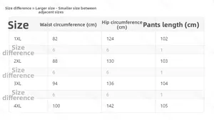 Detailed size guide table for plus size black and white checkered wide leg trousers