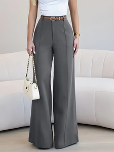 Women's High Waist Wide Leg Suit Pants Straight Leg Drapey Trousers Solid Color Office Commuting Autumn Winter Slacks