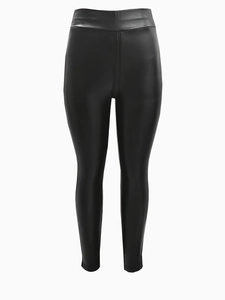 Legging taille haute en similicuir noir pour femmes grandes tailles avec effet push up