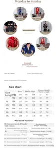 Größentabelle für Herren Seidenpyjama-Set mit Maßen für Länge Brust und Taille