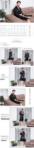 Detailed size chart for men's silk bathrobe showing length, chest and shoulder measurements