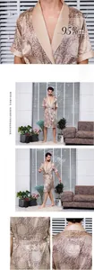 Details des luxuriösen champagnerfarbenen Herren-Seidenmantels mit 95 % Polyester-Gewebe
