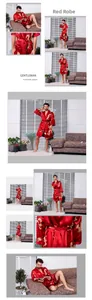 Detail of red silk robe featuring gold dragon patterns and a waist belt for men