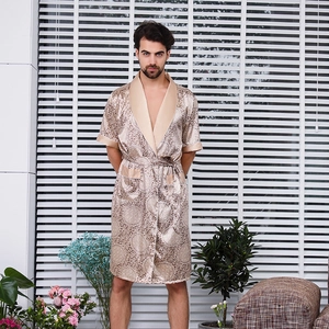 Herren Satin Bademantel Paisley Druck Klassisch V Ausschnitt Schlafanzug Mit Gürtel Luxuriöse Loungewear Nachthemd Für Sommer
