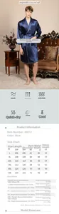 Size guide for men's satin robe featuring measurements for M to 5XL and fit suggestions