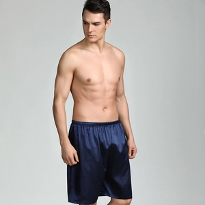 Men Satin Pajama Bottoms Summer Silk Feel Sleep Shorts Loose Elastic Waist Home Pants Solid Dragon Pattern Men Loungewear