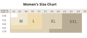 Guide des tailles pour nuisette en soie montrant les mesures du M au XXL en cm et kg
