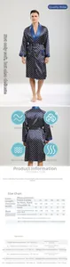 Detailed size guide and measurements for men's silk satin long-sleeve robe sleepwear