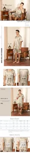 Detailed size guide for men silk satin pajama set including bust and waist measurements