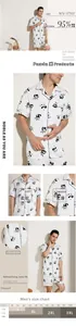 Guide des tailles pour pyjama homme en satin de soie glacée à imprimé panda