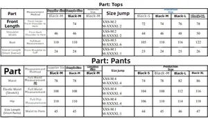 Guide des tailles pour ensemble de détente homme avec mesures du haut et du pantalon
