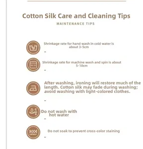 Detailed laundry care instructions and shrinkage guide for cotton silk wide leg pants