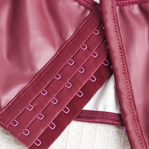 Women's burgundy shaper tank top with glossy finish and triple row back hook closure
