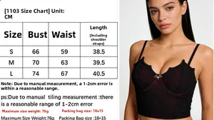 Detailed size chart for the gothic black corset top with bat charm and lace panels