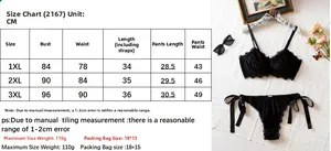 Tableau des tailles détaillé pour ensemble de lingerie noir en velours et dentelle 1XL-3XL