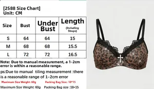 Tabella taglie per reggiseno leopardato in pizzo con misure espresse in centimetri