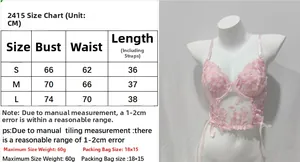 Size chart for pink lace mesh floral bustier top with bust and waist measurements in CM