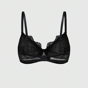 Reggiseno sexy in pizzo nero con motivo leopardato di paillettes e schiena incrociata