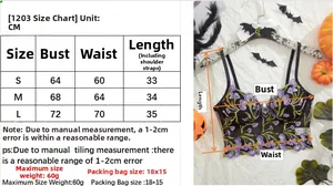 Detailed size chart for sexy floral mesh corset top with embroidery and adjustable straps