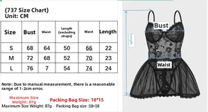 Tableau des tailles pour ensemble de lingerie en dentelle noire avec mesures détaillées