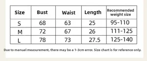 Tableau des tailles détaillé pour haut corset en résille bleue avec mesures de buste