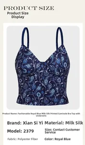 Vue détaillée du bustier bleu roi à imprimé paisley avec armature de soutien intégrée