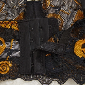 Ensemble soutien-gorge en dentelle brodée citrouille Halloween avec fermoir